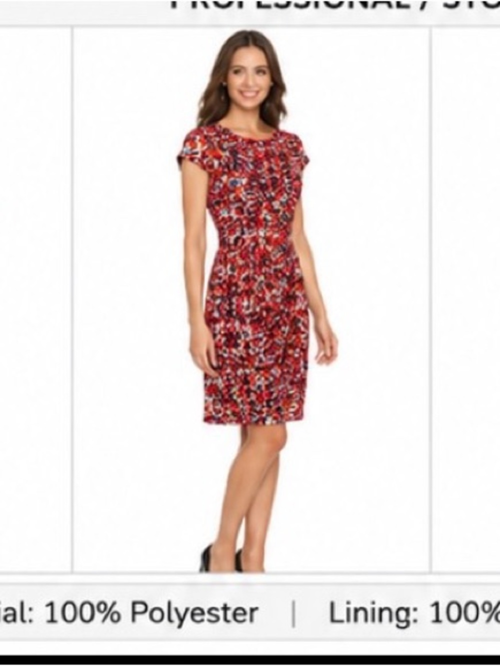 25. Eliza J Red Multi-Color Cap Sleeve Midi Dress - Picture 2 of 5